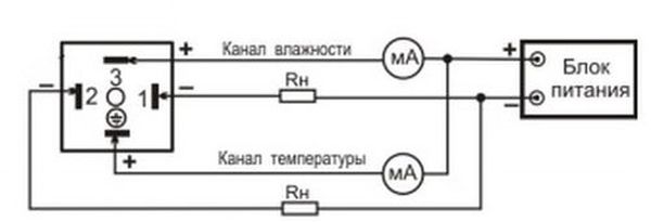 Схема подключения измерителя влажности и температур Ивит-М.Т.К2