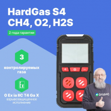 Изображение HardGas S4 (CH4, O2, H2S) Газоанализатор портативный многоканальный