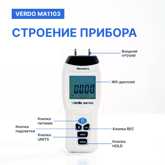 Verdo MA1103 Манометр дифференциальный, ±103,4 кПа/±0,3%_2