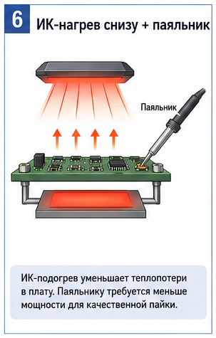 ИК-нагрев снизу + паяльник