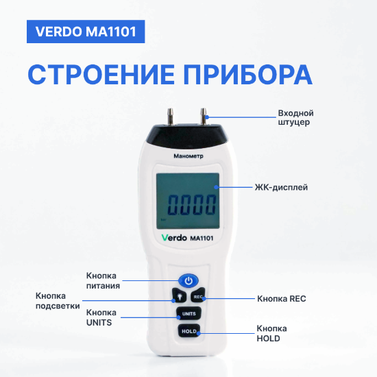 Verdo MA1101 Манометр дифференциальный, ±13,79 кПа/±0,3%_2
