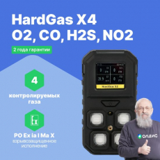 HardGas X4 (O2, CO, H2S, NO2) Газоанализатор портативный многоканальный