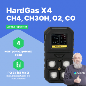HardGas X4 (CH4, CH3OH, O2, CO) Газоанализатор портативный многоканальный
