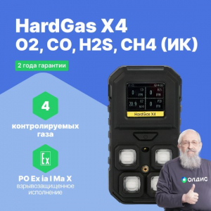 HardGas X4 (O2, CO, H2S, CH4 (ИК)) Газоанализатор портативный многоканальный