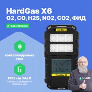 HardGas X6 (O2, CO, H2S, NO2, CO2, ФИД) Газоанализатор портативный многоканальный